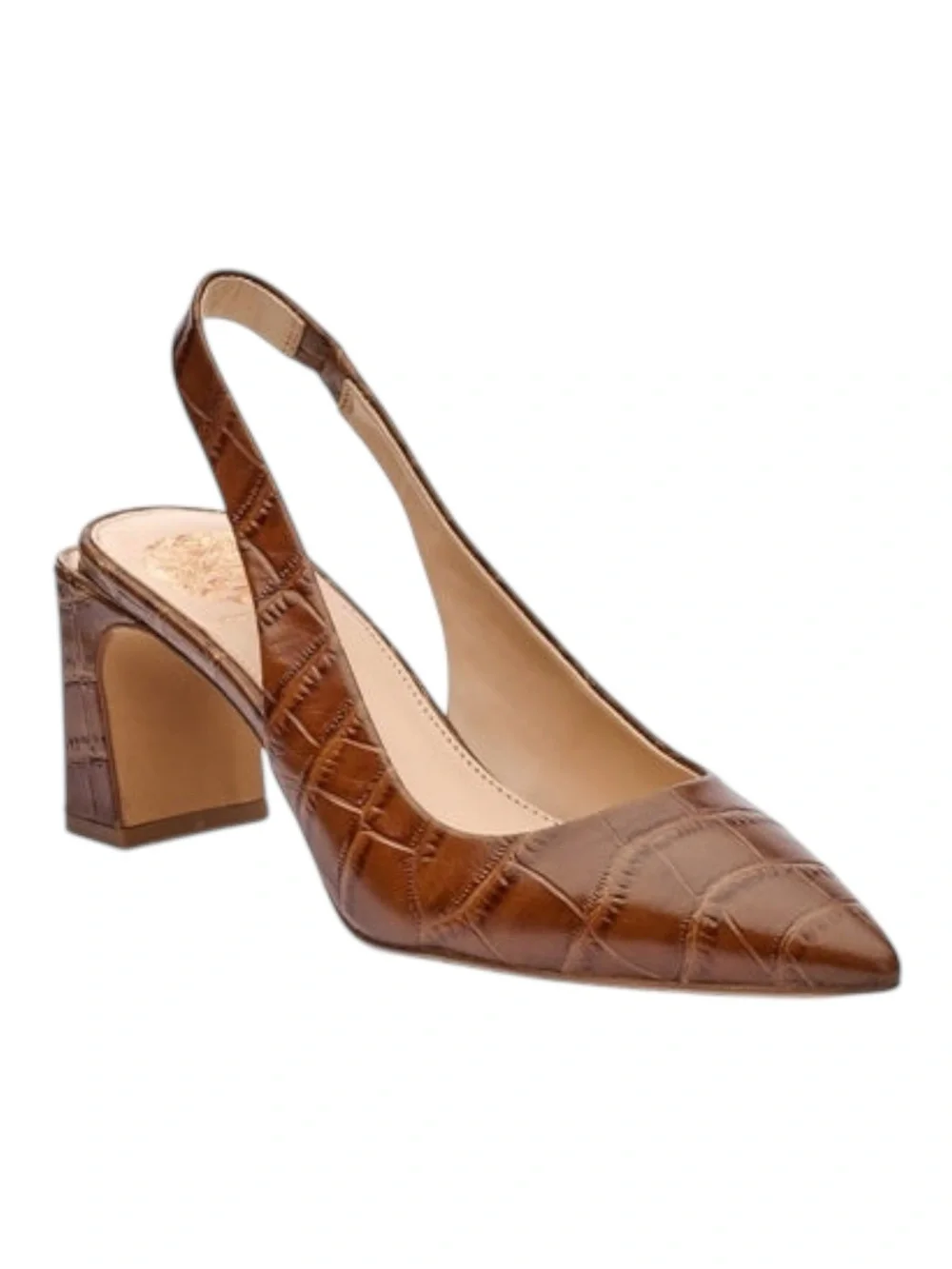 Vince Camuto Hamden Barn Brown Croc Slingback Pumps Size 9 NWOB
